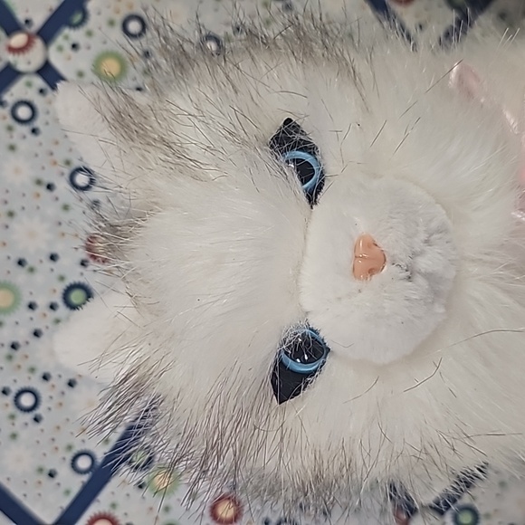 Plush stuffed white blue eyed siamese realistic cat 12 inches sitting - Picture 2 of 7